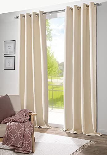 deco home Blickdichter Vorhang Brilliant mit Ösen in Creme 2er Set mit Verdunkelungseffekt Gardinen Store | 140 x 225cm deco home Blickdichter Vorhang Brilliant mit Ösen in Creme 2er Set mit Verdunkelungseffekt Gardinen Store | 140 x 225cm von deco home