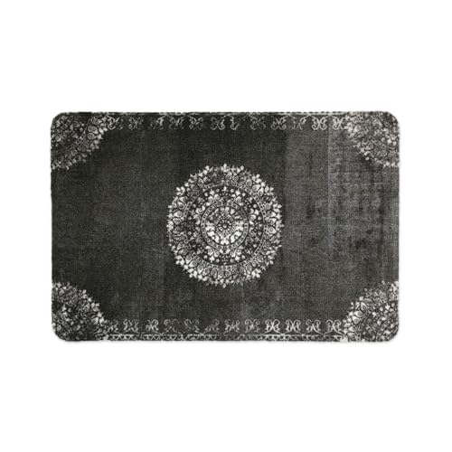 deco-mat Fußmatte Orient (60 x 90 cm, Schwarz) - rutschfeste und waschbare Fußmatte für außen/innen - saugstarke Schmutzfangmatte für Innen-/Außenbereich in orientalischem Design - Fußmatte waschbar von deco-mat