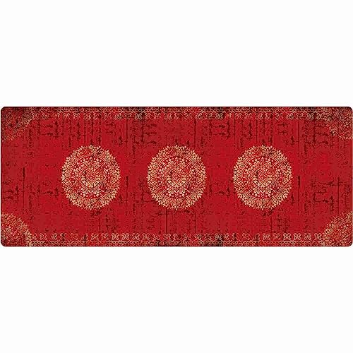 deco-mat Fußmatte Orient (67 x 180 cm, Rot) - rutschfeste und waschbare Fußmatte für außen/innen - saugstarke Schmutzfangmatte für Innen-/Außenbereich in orientalischem Design von deco-mat