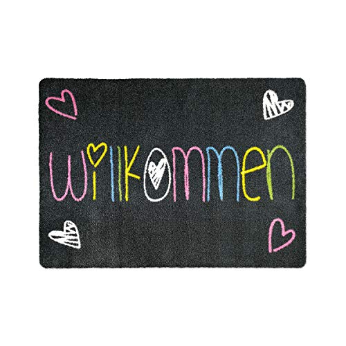 deco-mat Fußmatte Willkommen 50 x 70 cm Grau - rutschfeste, waschbare Fußmatte für Außen und Innen - Saugstarke Schmutzfangmatte für Eingangsbereich deco-mat Fußmatte Willkommen 50 x 70 cm Grau - rutschfeste, waschbare Fußmatte für Außen und Innen - Saugstarke Schmutzfangmatte für Eingangsbereich von deco-mat