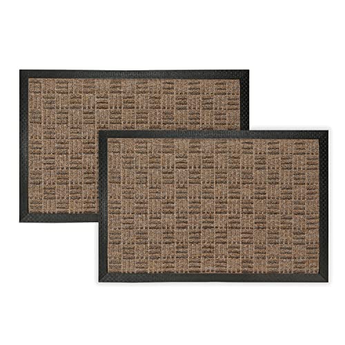 deco-mat Fußmatte für Außen + Innen 40 x 60 cm 2er Set, Beige - rutschfeste, wetterfeste Türmatte mit robusten Borsten - Outdoor Schmutzfangmatte für außen von deco-mat