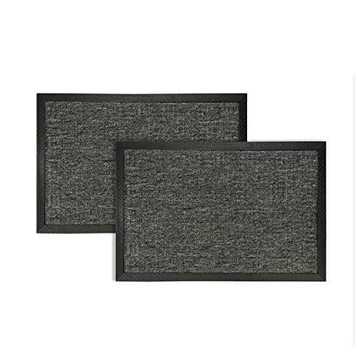 deco-mat Fußmatte für Außen + Innen 40 x 60 cm 2er Set, Grau - rutschfeste, wetterfeste Türmatte mit robusten Borsten - Outdoor Schmutzfangmatte für außen von deco-mat