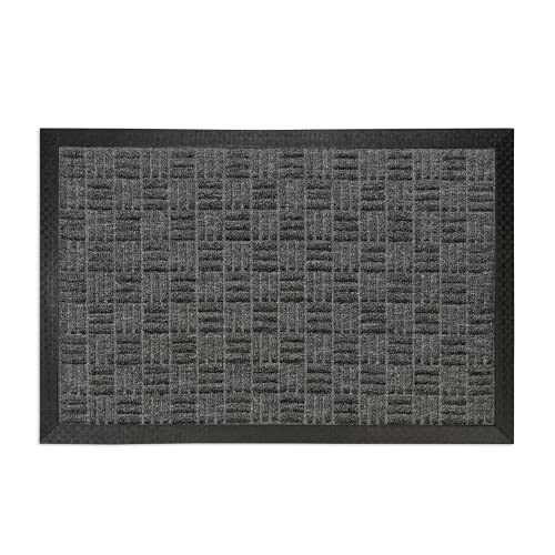 deco-mat Fußmatte für Außen + Innen 45 x 75 cm, Grau - rutschfeste, wetterfeste Türmatte mit robusten Borsten - Outdoor Schmutzfangmatte für außen von deco-mat