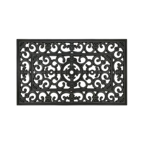 deco-mat Fußmatte für Außen + Innen 45 x 75 cm, Schwarz - rutschfeste, wetterfeste Türmatte mit robusten Borsten - Outdoor Schmutzfangmatte für außen von deco-mat