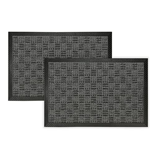 deco-mat Fußmatte für Außen + Innen 45 x 75 cm 2er Set, Grau - rutschfeste, wetterfeste Türmatte mit robusten Borsten - Outdoor Schmutzfangmatte für außen von deco-mat