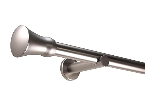Deco-Raum Gardinenstange auf Maß 25mm Wandträger Style Rohr Endstück Kegel edelstahl-optik, ohne Ringe 260 cm, geteilt von deco-raum