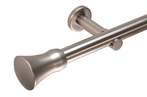 Deco-Raum Gardinenstange auf Maß 25mm Wandträger Style Rohr Endstück Kegel edelstahl-optik nach Maß gefertigt, ohne Ringe 420 cm, geteilt von deco-raum