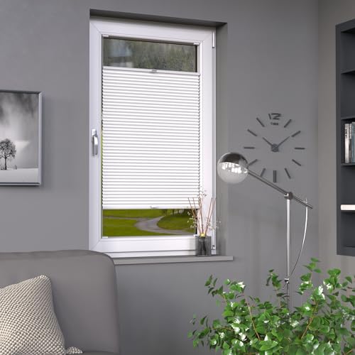 Deco-Raum Plissee auf Maß für alle Fenster innen, Montage in Glasleiste mit Spannschuh, Plissee mit Bohren Faltrollo Sichtschutz und Sonnenschutz Farbe Weiß B:30-40 cm, H: 40-100 cm Deco-Raum Plissee auf Maß für alle Fenster innen, Montage in Glasleiste mit Spannschuh, Plissee mit Bohren Faltrollo Sichtschutz und Sonnenschutz Farbe Weiß B:30-40 cm, H: 40-100 cm von deco-raum