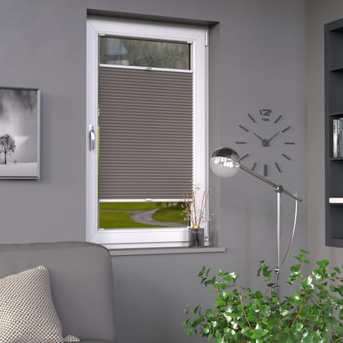 Deco-Raum Plissee auf Maß Grau Fenster Plisseerollo Faltstore Jalousie Sonnenschutz Sichtschutz lichtdurchlässig Rollo für Fenster & Tür B:101-110 cm, H: 40-100 cm von deco-raum