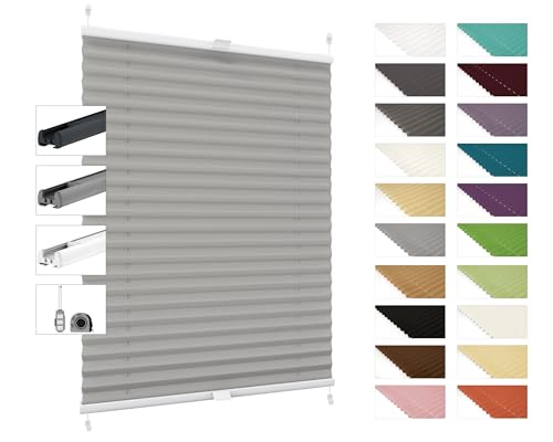 Plissee nach Maß, Plissee mit Klemmträger, 20 Farben, 3 Profilfarben, Höhe 40-180 cm, Breite: 30cm-129cm, Plisseerollo Faltrollo Sichtschutz und Sonnenschutz für Fenster und Tür Plissee nach Maß, Plissee mit Klemmträger, 20 Farben, 3 Profilfarben, Höhe 40-180 cm, Breite: 30cm-129cm, Plisseerollo Faltrollo Sichtschutz und Sonnenschutz für Fenster und Tür von deco-raum