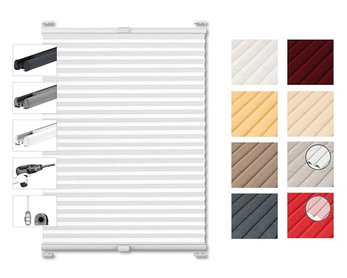 Plissee nach Maß Crushed-Optik 8 Farben, 3 Profilfarben, Plisseerollo zum kleben Faltrollo Sichtschutz, Sonnenschutz für Fenster innen und Tür Plissee nach Maß Crushed-Optik 8 Farben, 3 Profilfarben, Plisseerollo zum kleben Faltrollo Sichtschutz, Sonnenschutz für Fenster innen und Tür von deco-raum