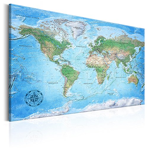 decomonkey 120x80 cm Politische Weltkarte Deutsch Pinnwand Leinwand Bilder Wand Bilder Landkarte Welt Kontinente Reise Geographie von decomonkey