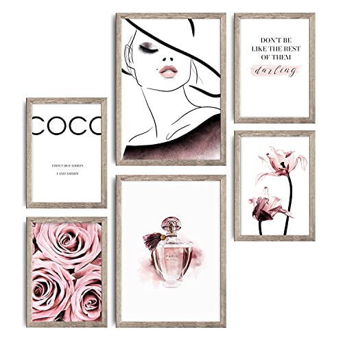 decomonkey | 6er Poster Set OHNE Bilderrahmen | Fashion Blumen Abstrakt | 4 x DIN A4 & 2 x DIN A3 | Wohnzimmer Schlafzimmer Wandposter Blider Collage Modern Wanddeko Blumen Frau Schwarz Rosa decomonkey | 6er Poster Set OHNE Bilderrahmen | Fashion Blumen Abstrakt | 4 x DIN A4 & 2 x DIN A3 | Wohnzimmer Schlafzimmer Wandposter Blider Collage Modern Wanddeko Blumen Frau Schwarz Rosa von decomonkey