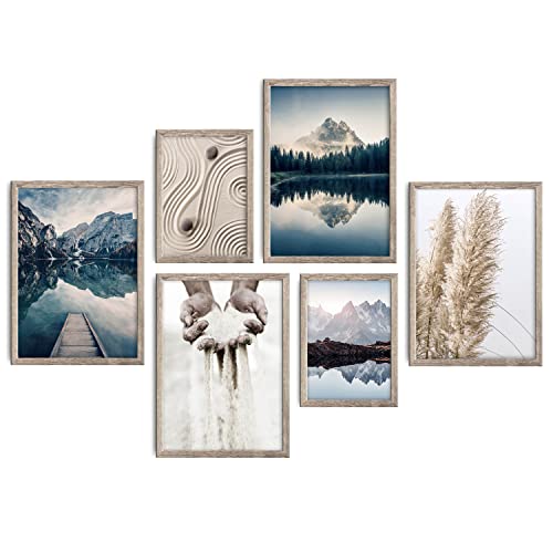 decomonkey | 6er Poster Set OHNE Bilderrahmen | Natur Landschaft | 2 x DIN A4 & 4 x DIN A3 | Wohnzimmer Schlafzimmer Wandposter Blider Collage Modern Wanddeko Berge See Pampasgras Blau Beige decomonkey | 6er Poster Set OHNE Bilderrahmen | Natur Landschaft | 2 x DIN A4 & 4 x DIN A3 | Wohnzimmer Schlafzimmer Wandposter Blider Collage Modern Wanddeko Berge See Pampasgras Blau Beige von decomonkey