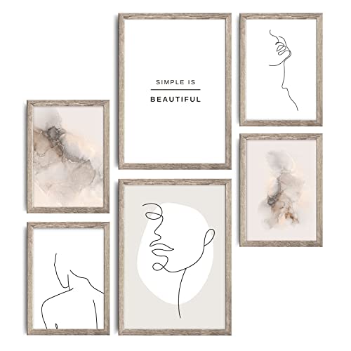 decomonkey | 6er Poster Set mit hellbraunem Rahmen | Abstrakt | 4 x DIN A4 & 2 x DIN A3 | Wohnzimmer Schlafzimmer Wandposter Blider Collage Modern Wanddeko Line Art Sprüche Schwarz Weiß Marmor decomonkey | 6er Poster Set mit hellbraunem Rahmen | Abstrakt | 4 x DIN A4 & 2 x DIN A3 | Wohnzimmer Schlafzimmer Wandposter Blider Collage Modern Wanddeko Line Art Sprüche Schwarz Weiß Marmor von decomonkey