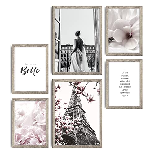 decomonkey | 6er Poster Set mit schwarzem Rahmen | Fashion Glamour Abstrakt | 4 x DIN A4 & 2 x DIN A3 | Wohnzimmer Schlafzimmer Wandposter Blider Collage Modern Wanddeko Blumen Stadt Sprüche Natur decomonkey | 6er Poster Set mit schwarzem Rahmen | Fashion Glamour Abstrakt | 4 x DIN A4 & 2 x DIN A3 | Wohnzimmer Schlafzimmer Wandposter Blider Collage Modern Wanddeko Blumen Stadt Sprüche Natur von decomonkey