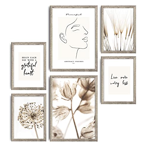 decomonkey | 6er Poster Set mit hellbraunem Rahmen | Boho Abstrakt | 4 x DIN A4 & 2 x DIN A3 | Wohnzimmer Schlafzimmer Wandposter Blider Collage Modern Wanddeko Kunstposter Blumen Natur Sprüche decomonkey | 6er Poster Set mit hellbraunem Rahmen | Boho Abstrakt | 4 x DIN A4 & 2 x DIN A3 | Wohnzimmer Schlafzimmer Wandposter Blider Collage Modern Wanddeko Kunstposter Blumen Natur Sprüche von decomonkey