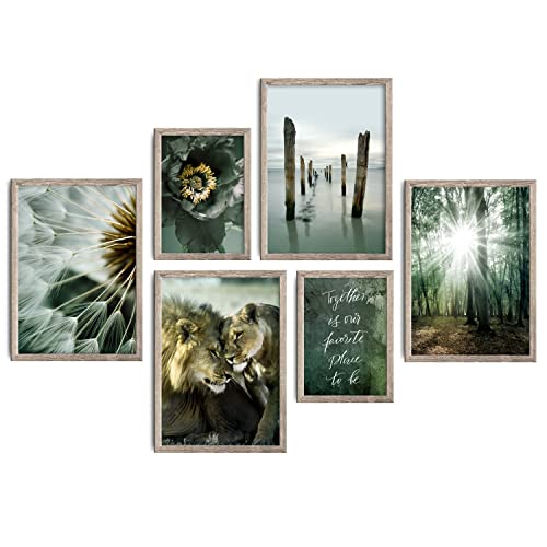 decomonkey | 6er Poster Set mit schwarzem Rahmen | Natur Pflanzen | 2 x DIN A4 & 4 x DIN A3 | Wohnzimmer Schlafzimmer Wandposter Blider Collage Modern Wanddeko Grün Tiere Wald Meer Blumen Sprüche decomonkey | 6er Poster Set mit schwarzem Rahmen | Natur Pflanzen | 2 x DIN A4 & 4 x DIN A3 | Wohnzimmer Schlafzimmer Wandposter Blider Collage Modern Wanddeko Grün Tiere Wald Meer Blumen Sprüche von decomonkey