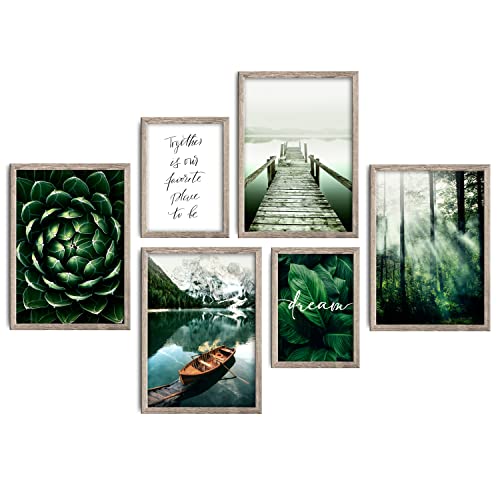 decomonkey | 6er Poster Set mit hellbraunem Rahmen | Natur Pflanzen | 2 x DIN A4 & 4 x DIN A3 | Wohnzimmer Schlafzimmer Wandposter Blider Collage Modern Wanddeko Grün Wald Landschaft Sprüche See decomonkey | 6er Poster Set mit hellbraunem Rahmen | Natur Pflanzen | 2 x DIN A4 & 4 x DIN A3 | Wohnzimmer Schlafzimmer Wandposter Blider Collage Modern Wanddeko Grün Wald Landschaft Sprüche See von decomonkey