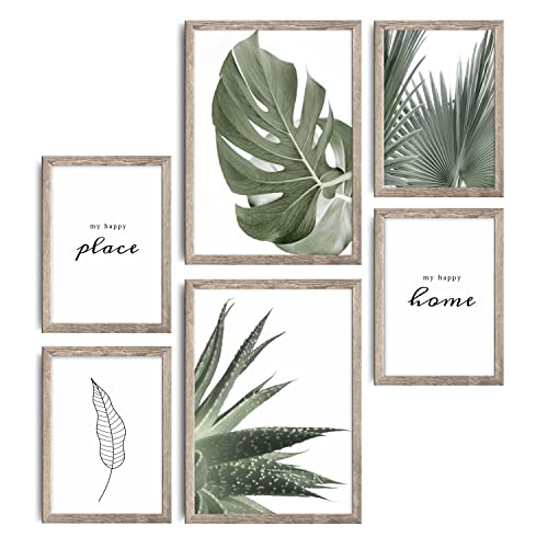 decomonkey | 6er Poster Set mit hellbraunem Rahmen | Natur Pflanzen | 4 x DIN A4 & 2 x DIN A3 | Wohnzimmer Schlafzimmer Wandposter Blider Collage Modern Wanddeko Grün Schwarz Weiß Minimalistisch decomonkey | 6er Poster Set mit hellbraunem Rahmen | Natur Pflanzen | 4 x DIN A4 & 2 x DIN A3 | Wohnzimmer Schlafzimmer Wandposter Blider Collage Modern Wanddeko Grün Schwarz Weiß Minimalistisch von decomonkey