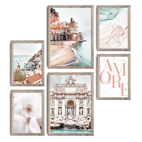 decomonkey | 6er Poster Set mit schwarzem Rahmen | Reisen Aesthetic | 4 x DIN A4 & 2 x DIN A3 | Wohnzimmer Schlafzimmer Wandposter Blider Collage Modern Wanddeko Italien Altstadt Strand Meer Blumen decomonkey | 6er Poster Set mit schwarzem Rahmen | Reisen Aesthetic | 4 x DIN A4 & 2 x DIN A3 | Wohnzimmer Schlafzimmer Wandposter Blider Collage Modern Wanddeko Italien Altstadt Strand Meer Blumen von decomonkey