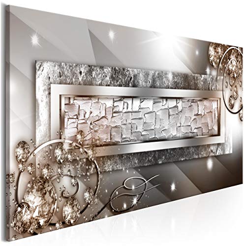 decomonkey Akustikbild Abstrakt 120x40 cm 1 Teilig Leinwand Modern Bilder Wandbilder XXL Schallschlucker Schallschutz Akustikdämmung Wandbild Deko Leise Diamenten glas modern silber von decomonkey