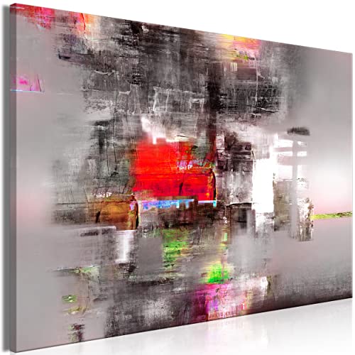 decomonkey Akustikbild Abstrakt 120x80 cm 1 Teilig Leinwand Modern Bilder Wandbilder XXL Schallschlucker Schallschutz Akustikdämmung Wandbild Deko Leise Geometrisch Modern Kunst gschwarz rot von decomonkey