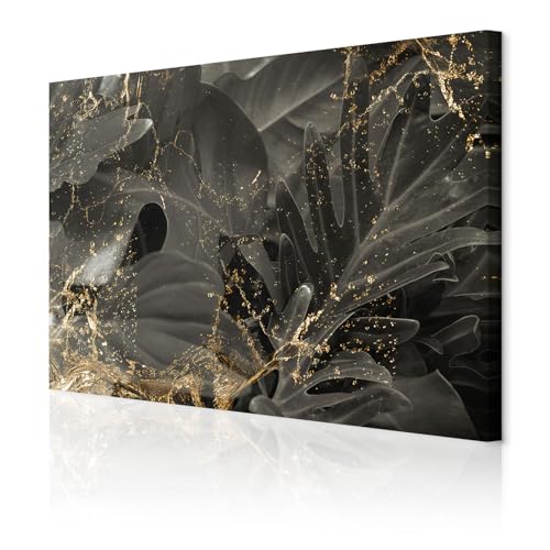 decomonkey Akustikbild Abstrakt 120x80 cm 1 Teilig Leinwand Modern Bilder Wandbilder XXL Schallschlucker Schallschutz Akustikdämmung Wandbild Deko Leise Monstera Pflanzen Regen Natur en von decomonkey