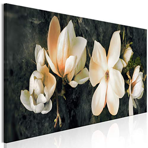 decomonkey Akustikbild Blumen 120x40 cm 1 Teilig Leinwand Modern Bilder Wandbilder XXL Schallschlucker Schallschutz Akustikdämmung Wandbild Deko Leise Magnolie von decomonkey