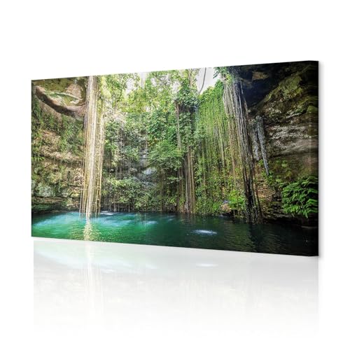 decomonkey Akustikbild Natur 135x45 cm 1 Teilig Leinwand Modern Bilder Wandbilder XXL Schallschlucker Schallschutz Akustikdämmung Wandbild Deko Leise Wald Landschaft von decomonkey