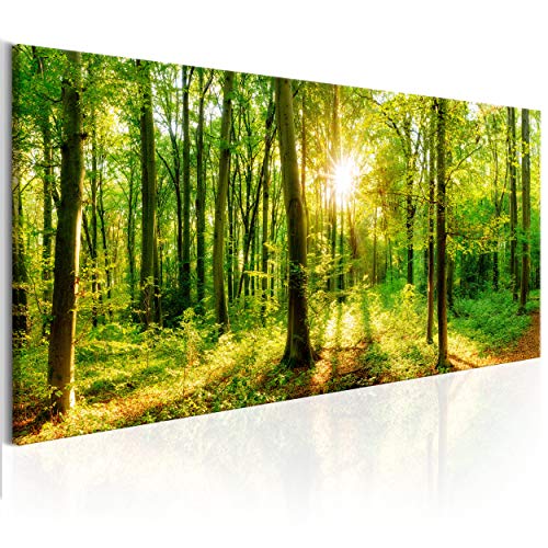 decomonkey Akustikbild Wald 120x40 cm 1 Teilig Leinwand Modern Bilder Wandbilder XXL Schallschlucker Schallschutz Akustikdämmung Wandbild Deko Leise Baum Natur Landschaft von decomonkey