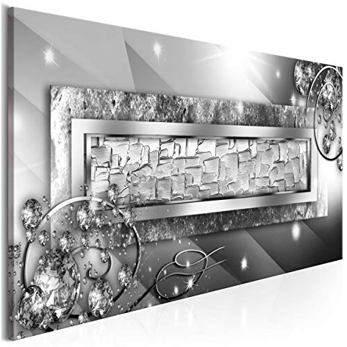 decomonkey Bilder Abstrakt 100x40 cm 1 Teilig Leinwandbilder Bild auf Leinwand Vlies Wandbild Kunstdruck Wanddeko Wand Wohnzimmer Wanddekoration Deko Diamanten glas modern silber von decomonkey