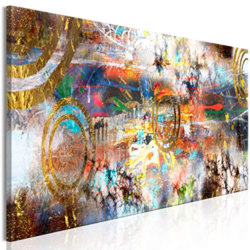 decomonkey Bilder Abstrakt 120x40 cm 1 Teilig Leinwandbilder Bild auf Leinwand Vlies Wandbild Kunstdruck Wanddeko Wand Wohnzimmer Wanddekoration Deko Modern bunt von decomonkey