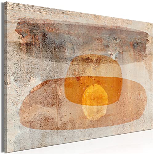 decomonkey Bilder Abstrakt 60x40 cm 1 Teilig Leinwandbilder Bild auf Leinwand Vlies Wandbild Kunstdruck Wanddeko Wand Wohnzimmer Wanddekoration Deko Modern Holz Stein Beton beige orange von decomonkey