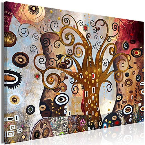 decomonkey Bilder Abstrakt Baum 60x40 cm 1 Teilig Leinwandbilder Bild auf Leinwand Vlies Wandbild Kunstdruck Wanddeko Wand Wohnzimmer Wanddekoration Deko Gustav Klimt von decomonkey