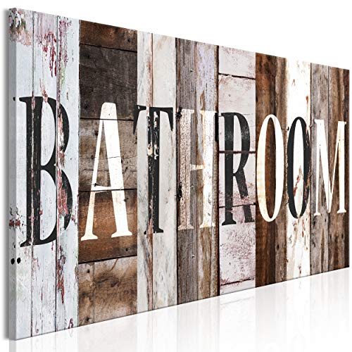 decomonkey Bilder Bathroom 120x40 cm 1 Teilig Leinwandbilder Bild auf Leinwand Vlies Wandbild Kunstdruck Wanddeko Wand Wohnzimmer Wanddekoration Deko Badezimmer Holz von decomonkey