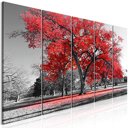 decomonkey Bilder Baum 100x40 cm 5 Teilig Leinwandbilder Bild auf Leinwand Wandbild Kunstdruck Wanddeko Wand Wohnzimmer Wanddekoration Deko Landschaft Natur von decomonkey