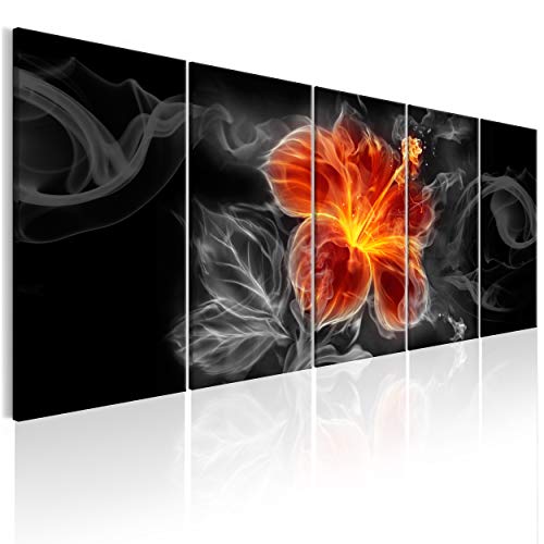 decomonkey Bilder Blumen Abstrakt 225x90 cm 5 Teilig Leinwandbilder Bild auf Leinwand Vlies Wandbild Kunstdruck Wanddeko Wand Wohnzimmer Wanddekoration Deko Lilie Modern von decomonkey