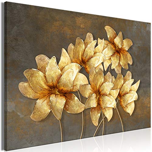 decomonkey Bilder Blumen Abstrakt 60x40 cm 1 Teilig Leinwandbilder Bild auf Leinwand Vlies Wandbild Kunstdruck Wanddeko Wand Wohnzimmer Wanddekoration Deko Modern braun von decomonkey