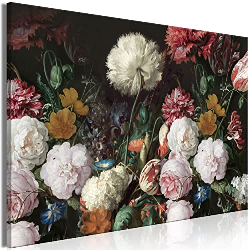 decomonkey Bilder Blumen Abstrakt 60x40 cm 1 Teilig Leinwandbilder Bild auf Leinwand Vlies Wandbild Kunstdruck Wanddeko Wand Wohnzimmer Wanddekoration Deko Schwarz Pflanzenmotiv Modern Art Kunst von decomonkey