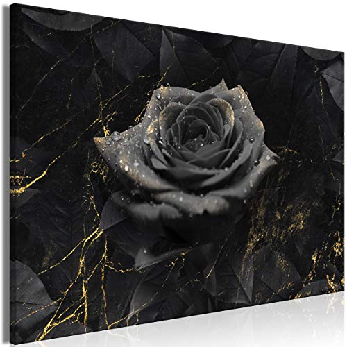 decomonkey Bilder Blumen Rose 60x40 cm 1 Teilig Leinwandbilder Bild auf Leinwand Vlies Wandbild Kunstdruck Wanddeko Wand Wohnzimmer Wanddekoration Deko Abstrakt schwarz von decomonkey