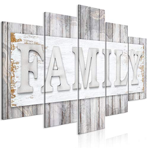 decomonkey Bilder Family 200x100 cm 5 Teilig Leinwandbilder Bild auf Leinwand Wandbild Kunstdruck Wanddeko Wand Wohnzimmer Wanddekoration Deko Familie Holz Spruch von decomonkey