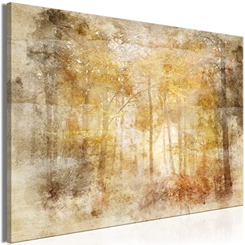 decomonkey Bilder Wald 90x60 cm 1 Teilig Leinwandbilder Bild auf Leinwand Vlies Wandbild Kunstdruck Wanddeko Wand Wohnzimmer Wanddekoration Deko Baum Waldlichtung braun beige von decomonkey