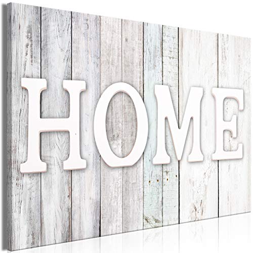 decomonkey Bilder Home 60x40 cm 1 Teilig Leinwandbilder Bild auf Leinwand Vlies Wandbild Kunstdruck Wanddeko Wand Wohnzimmer Wanddekoration Deko Holz Spruch Haus von decomonkey