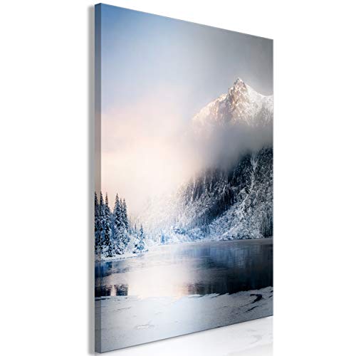 decomonkey Bilder Landschaft 40x60 cm 1 Teilig Leinwandbilder Bild auf Leinwand Vlies Wandbild Kunstdruck Wanddeko Wand Wohnzimmer Wanddekoration Deko Berge Natur Winter von decomonkey