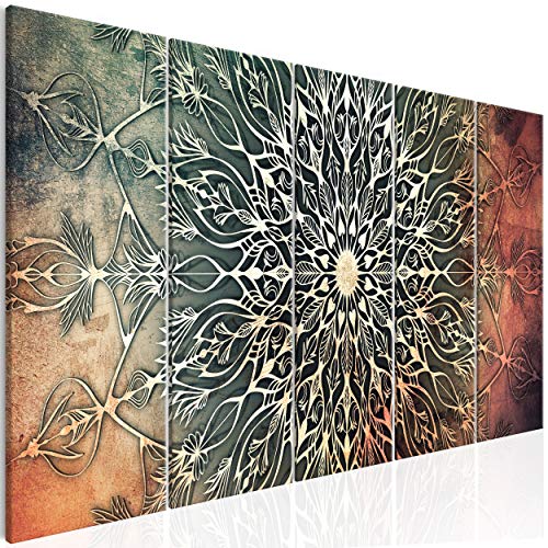 decomonkey Bilder Mandala 200x80 cm 5 Teilig Leinwandbilder Bild auf Leinwand Wandbild Kunstdruck Wanddeko Wand Wohnzimmer Wanddekoration Deko Modern Abstrakt Orient von decomonkey