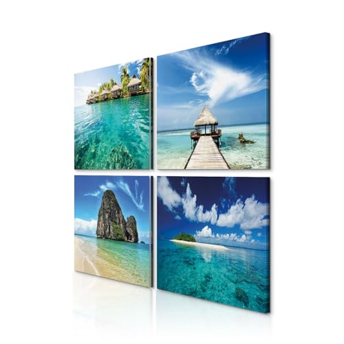 decomonkey Bilder Set Meer 4 Teilig- jedes Teil 20x20 cm | Leinwandbilder Bild auf Leinwand Vlies Wandbild Kunstdruck Wanddeko Wand Wohnzimmer Wanddekoration Deko Natur Strand decomonkey Bilder Set Meer 4 Teilig- jedes Teil 20x20 cm | Leinwandbilder Bild auf Leinwand Vlies Wandbild Kunstdruck Wanddeko Wand Wohnzimmer Wanddekoration Deko Natur Strand von decomonkey