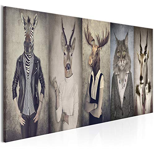 decomonkey Bilder Natur 120x40 cm 1 Teilig Leinwandbilder Bild auf Leinwand Vlies Wandbild Kunstdruck Wanddeko Wand Wohnzimmer Wanddekoration Deko retro Vintage Menschen Zebras Hirsche Tiere Katzen von decomonkey