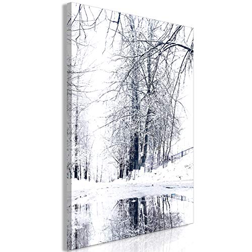 decomonkey Bilder Natur 40x60 cm 1 Teilig Leinwandbilder Bild auf Leinwand Vlies Wandbild Kunstdruck Wanddeko Wand Wohnzimmer Wanddekoration Deko Winter Baum von decomonkey