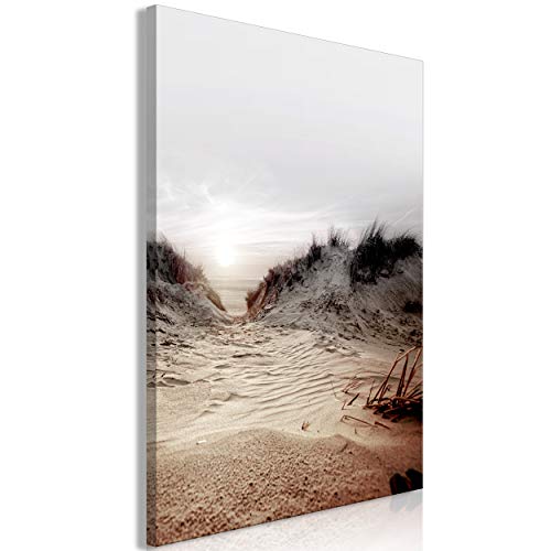 decomonkey Bilder Natur 60x90 cm 1 Teilig Leinwandbilder Bild auf Leinwand Vlies Wandbild Kunstdruck Wanddeko Wand Wohnzimmer Wanddekoration Deko Strand Meer Landschaft von decomonkey